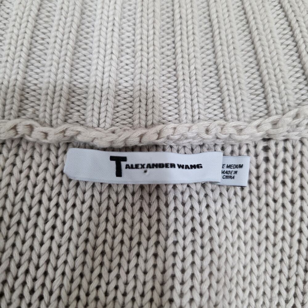 T alexander Wang Beige Chunky Knit Cotton Cardigan Sweater Size Medium Slouchy - Picture 3 of 7